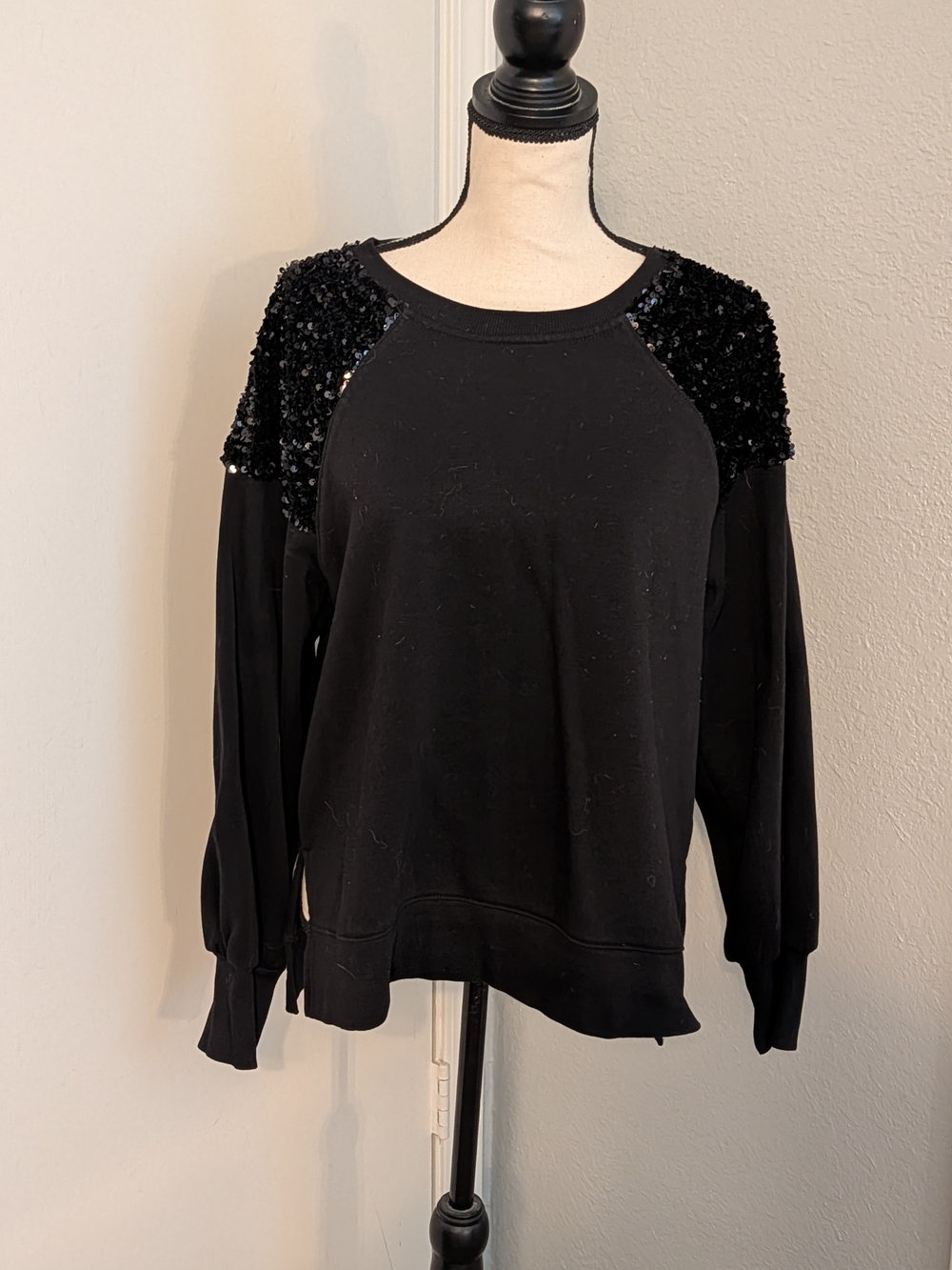 Maurices Black Sequin Shoulder Sweatshirt